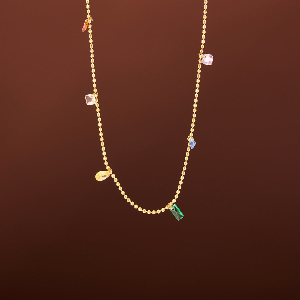 Minimalist Color Zircon Small Titanium Steel Necklace For Women