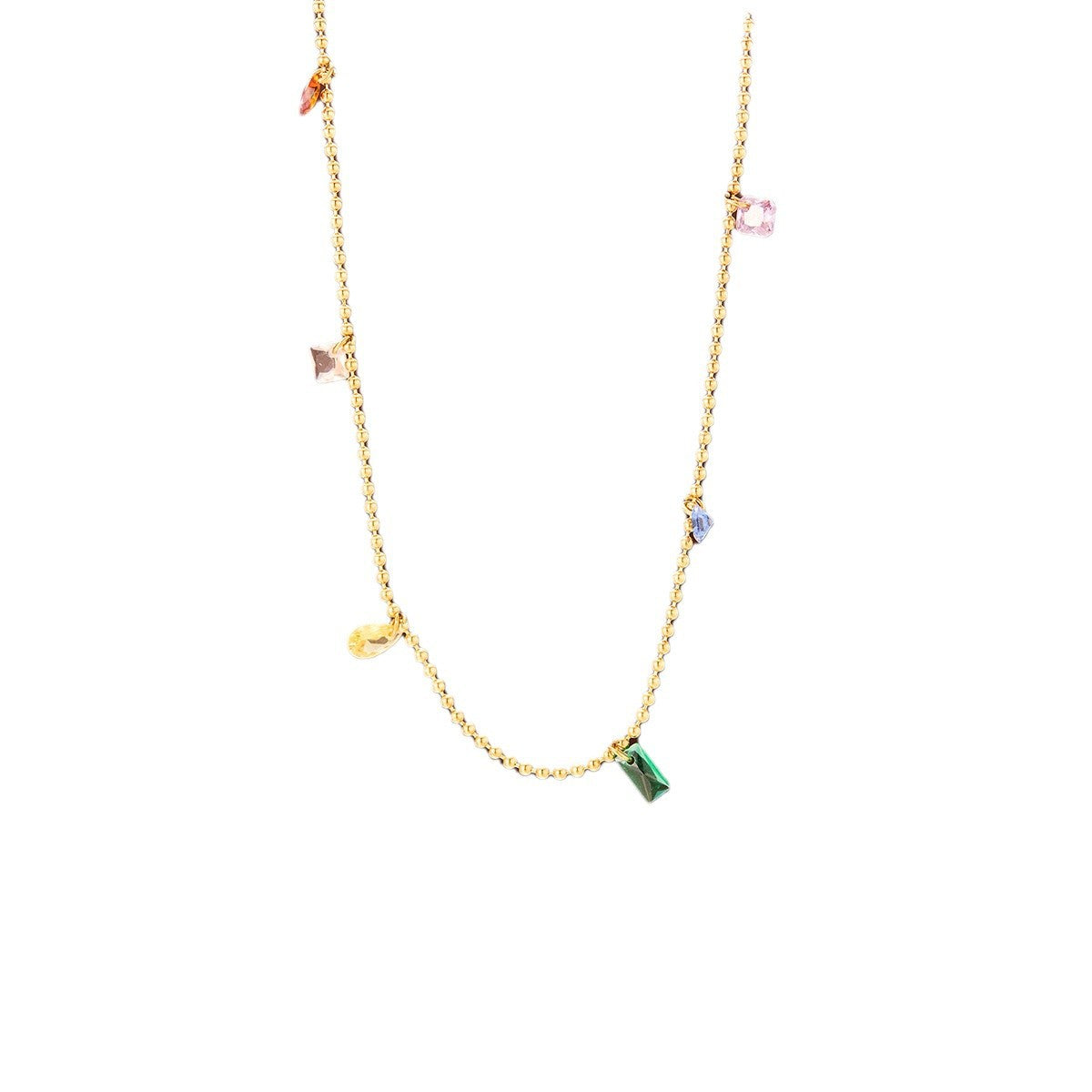 Minimalist Color Zircon Small Titanium Steel Necklace For Women