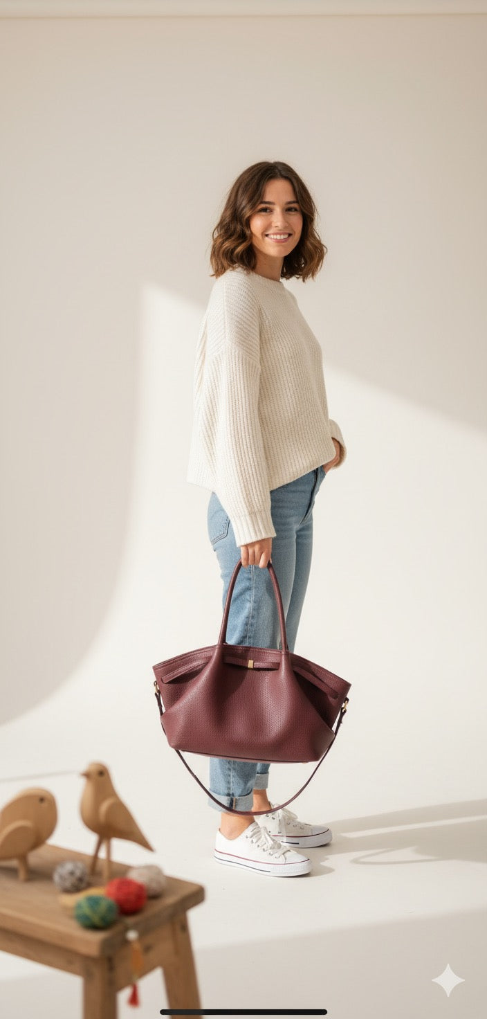 Women's Large Capaci Tote Bag Casual Simplici Sle Commuter Single oulder Foldable Magnetic Clasp Closure Soft Handle