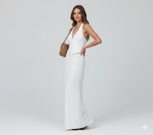 Women 2 Piece Summer Outfits Solid Color Button Halter Tops and Slit Long Skirt Set for Streetwear y2k Aesthetic Clothes