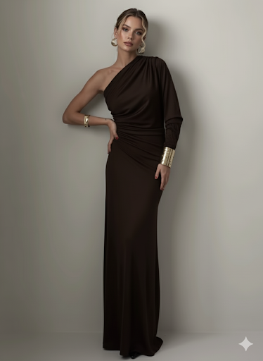 Mozision Inclined Shoulder One Sleeve Sexy Maxi Dress Women Fashion Skew Collar Backless Irregular Ruched Club Party Long Dress