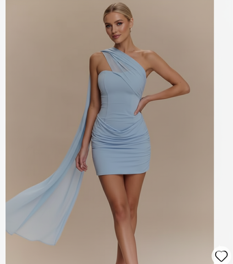 XIAOTANG One Shoulder Backless Sexy Mini Dress Women Fashion Off-shoulder Sleeveless Backless Draped Ruched Bodycon Club Dress