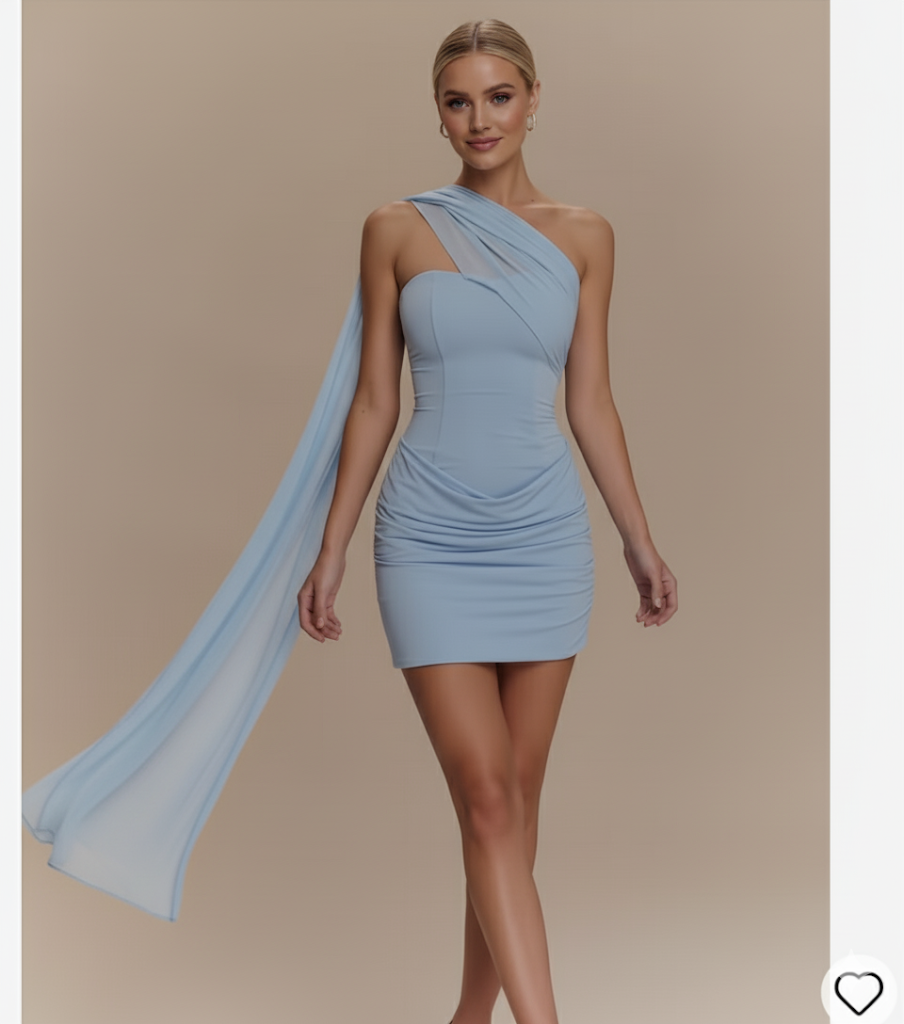 XIAOTANG One Shoulder Backless Sexy Mini Dress Women Fashion Off-shoulder Sleeveless Backless Draped Ruched Bodycon Club Dress