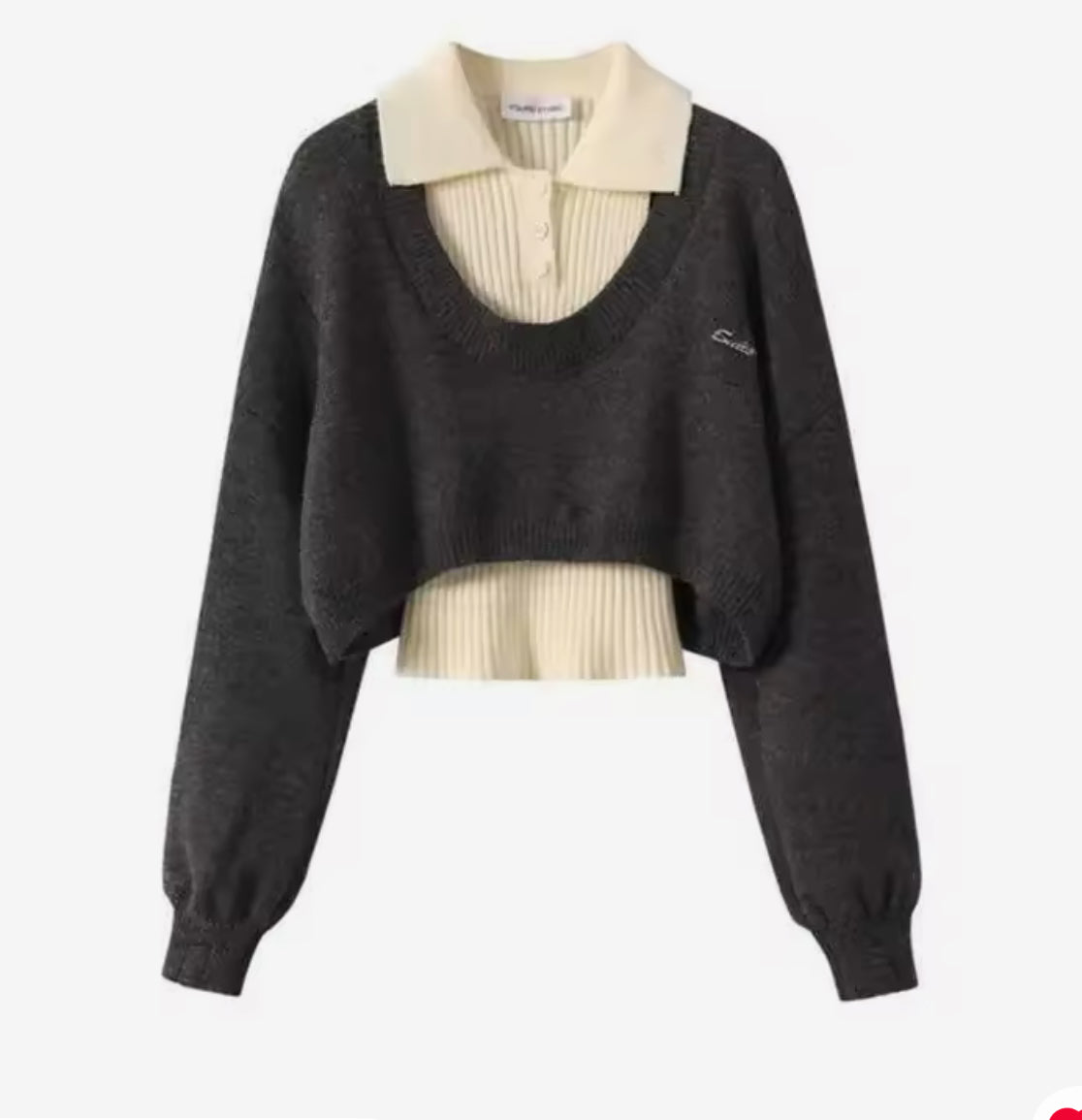 American Style Short Sweater Women's Autumn Winter Wear Two-Piece Set Knitted Sweater And Vest Top outfit knitted Pullover Shirt