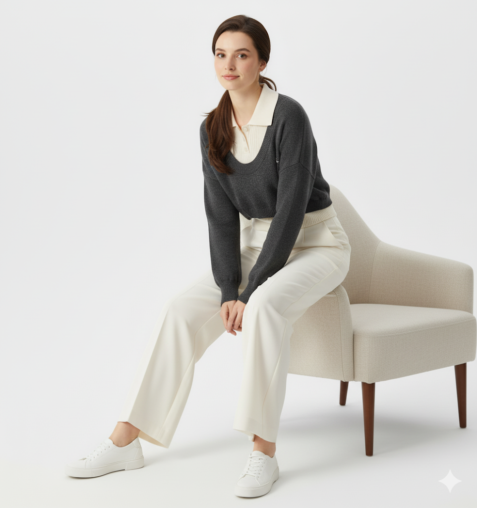 American Style Short Sweater Women's Autumn Winter Wear Two-Piece Set Knitted Sweater And Vest Top outfit knitted Pullover Shirt