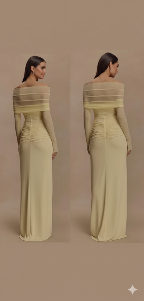 XIAOTANG Off-shoulder Hollow Out Sexy Maxi Dress Women Summer New Fashion Strapless Long Sleeve Ruched Club Party Long Dress